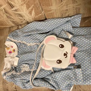 Cute Polka Dot Peplum Wool Blend Dress VERY WARM